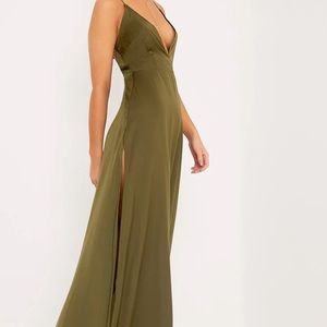 Olive Green Maxi Dress || PLT